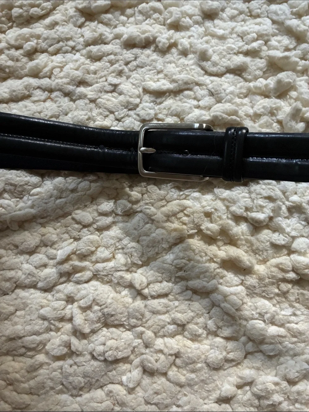 Black Leather Men’s Belt with Silver Buckle